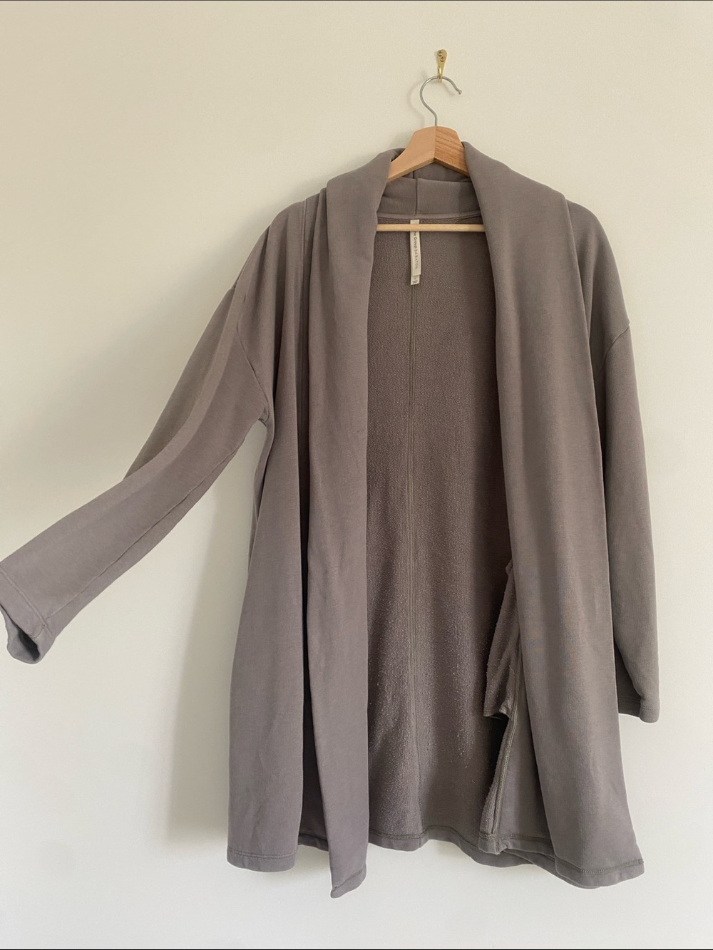 Babaton Organic Cotton Blend Drape Front Cardigan | Taupe Grey | S/M - Picture 5 of 6